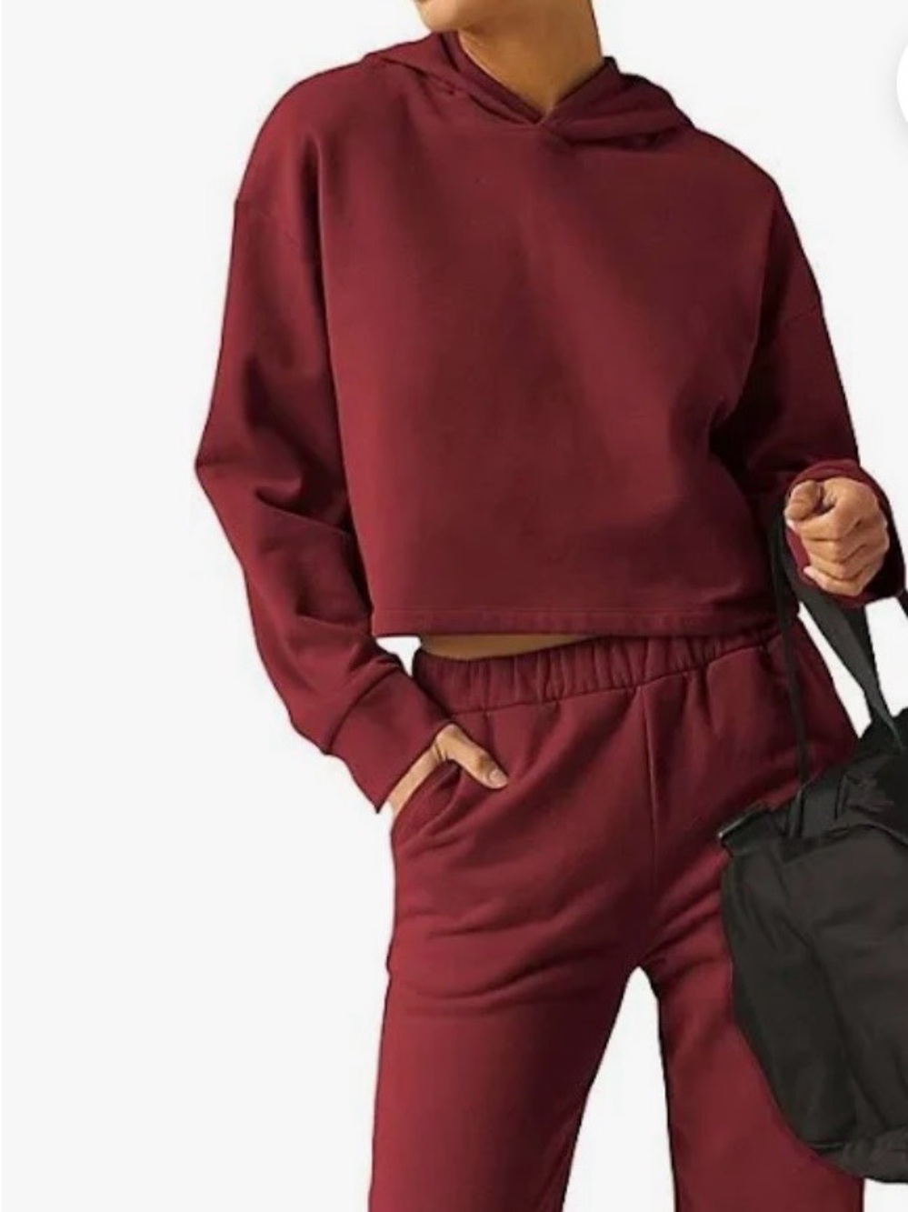 Beyond Yoga Happiness Cropped Hoodie Burgundy Merlot Size Medium Activewear Gym